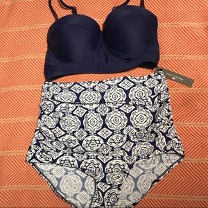 Navy high waisted swimsuit